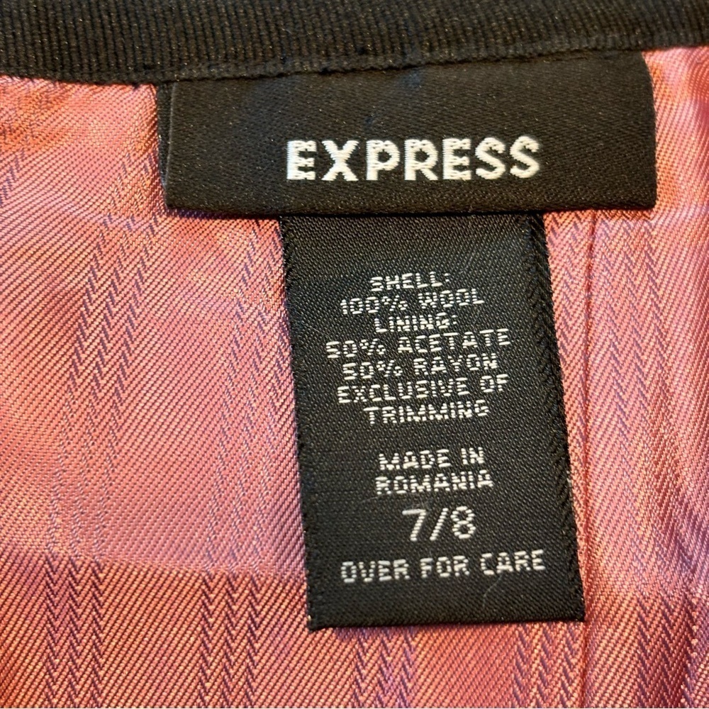 Express Skirt Knee Length Lined Slit 100% Wool Size 7/8 - Picture 6 of 7